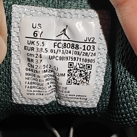 AIR JORDAN 1 MID SE (GS) White Oxidized Green Sail Size 6Y Excellent Condition - Picture 6 of 14